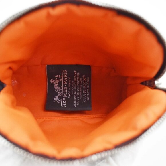 HERMES Logo Bolide 16 Mini Pouch Bag 100% Cotton Leather Black France 09KB142 - Picture 10 of 15